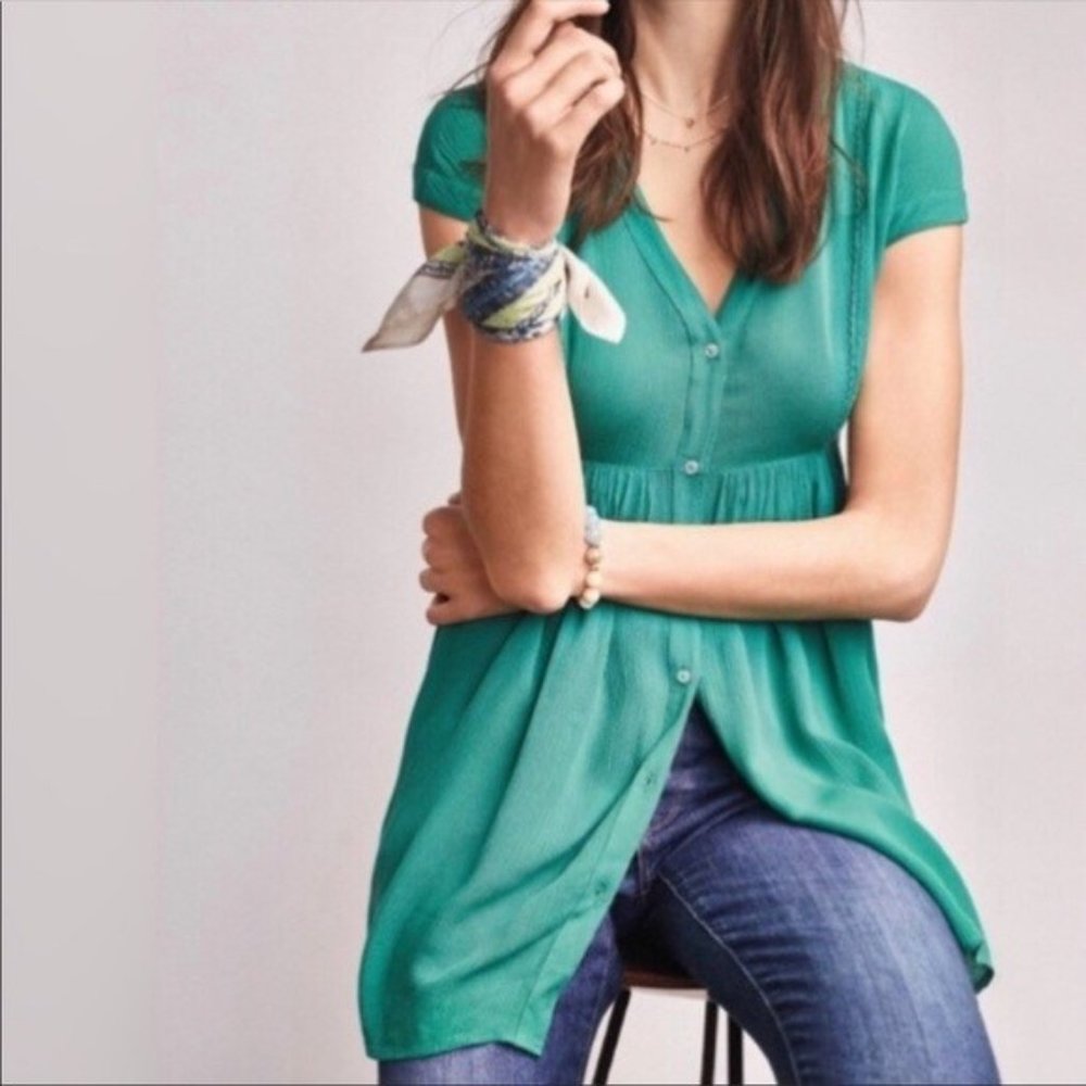 Anthropologie Vanessa Virginia Short Sleeve Empire Button Down